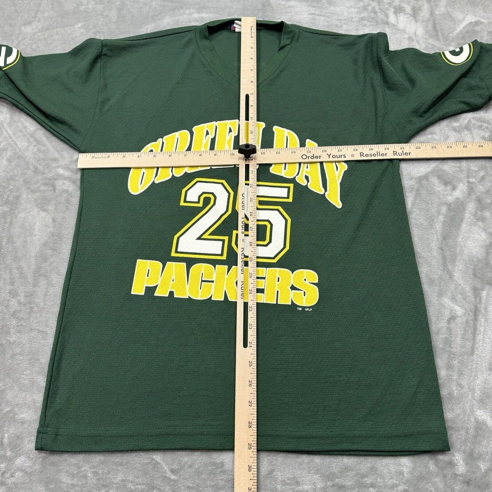 Vtg Green Bay Packers NFL Shirt Mens Medium Jersey V Neck Levens Sport Attack - Picture 3 of 10